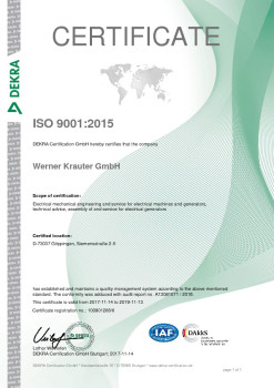 DEKRA Zertifikat ISO 9001:2015 E