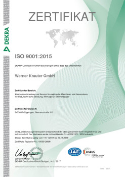 DEKRA Zertifikat ISO 9001:2015 D