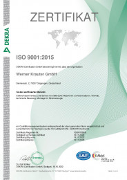 Dekra Zertifikat ISO 9001 2015 (2022)